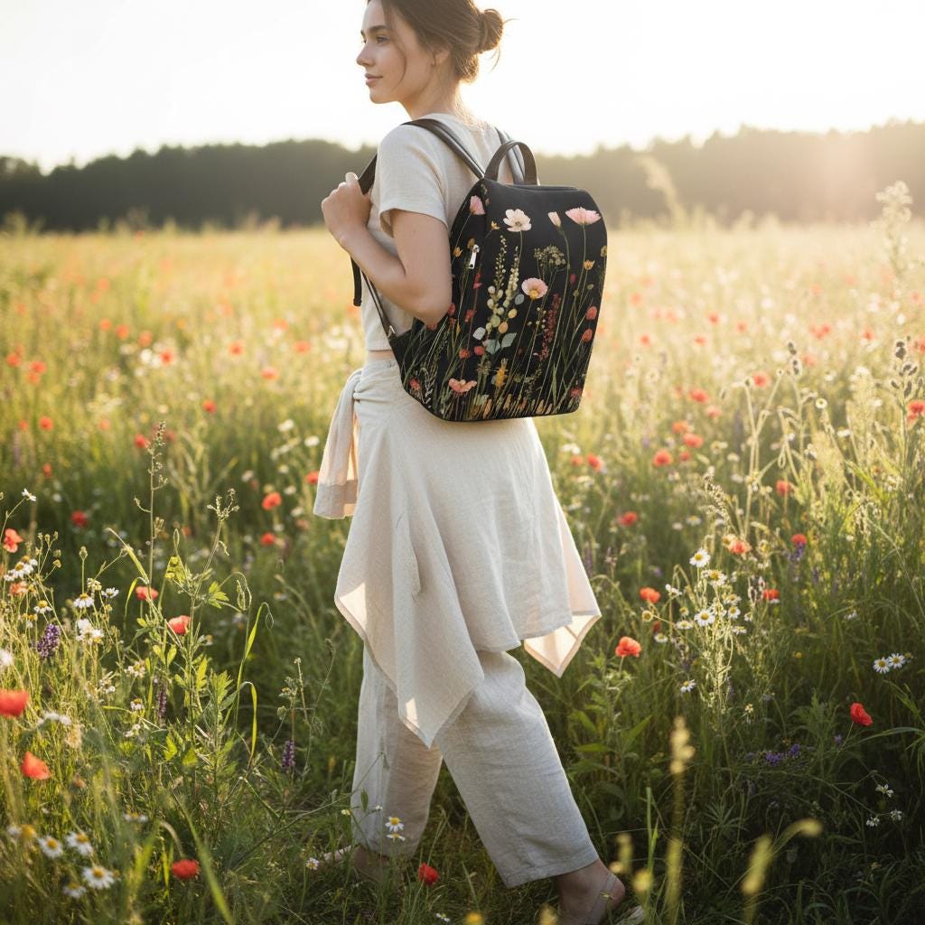 Midnight Bloom Travel Daypack