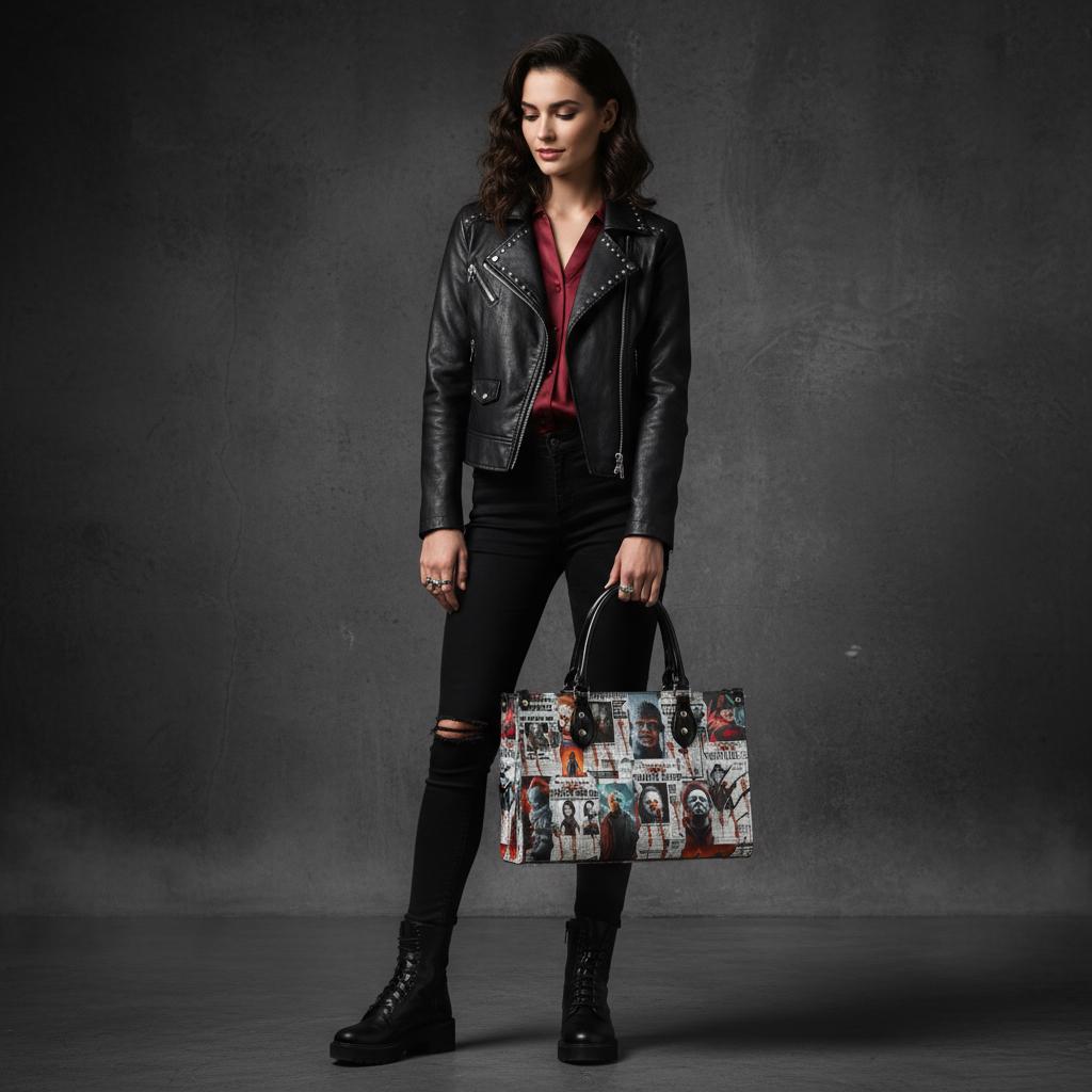 Horror Gazette Vegan Leather Handbag: Gothic Crossbody ToteTop-Handle Bag Halloween Crossbody