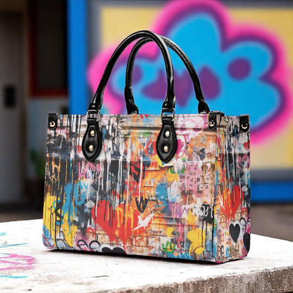 Street Canvas - Graffiti Art Vegan Leather Handbag: Trendy Top Handle Bag