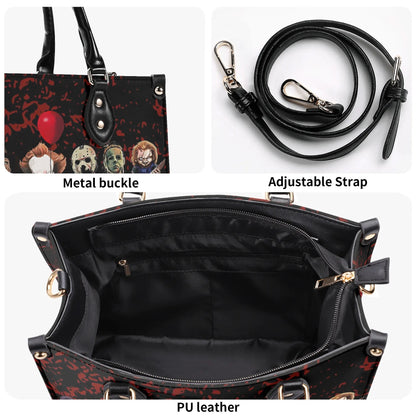Psycho Friends - Horror Movie Tote Bag: Vegan Leather CrossbodyTop-Handle Bag Halloween Crossbody