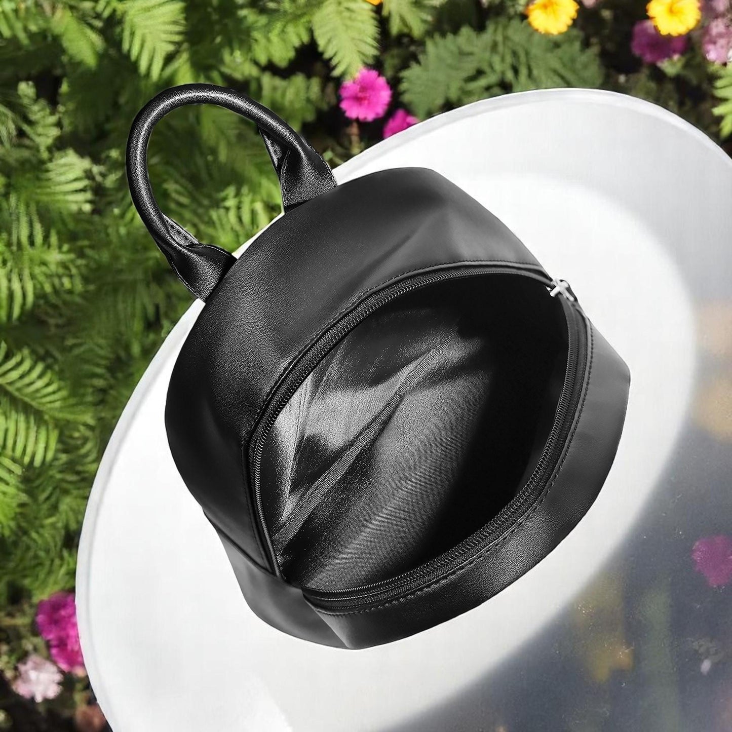 Enchanting Meadow PU Leather Backpack: Floral Design