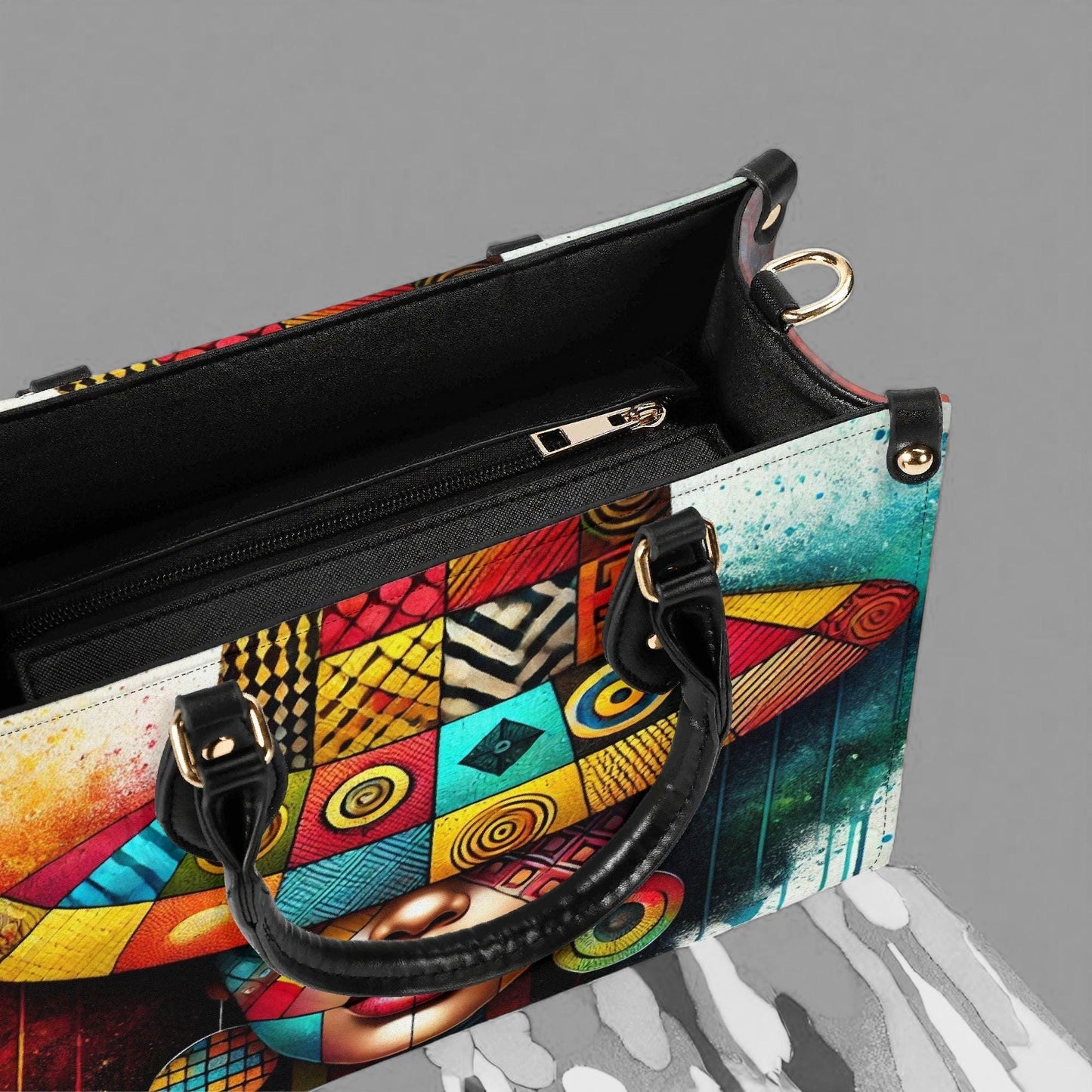 AfroNova Leather Tote Bag: Afro-Centric Urban Shoulder BagTop-Handle Bag