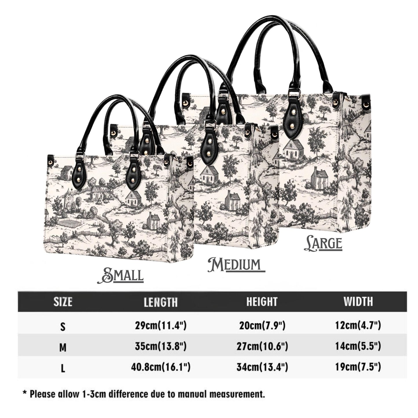Noir Echo- Toile Tote Handbag: Vintage Romance