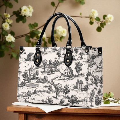 Noir Echo- Toile Tote Handbag: Vintage Romance