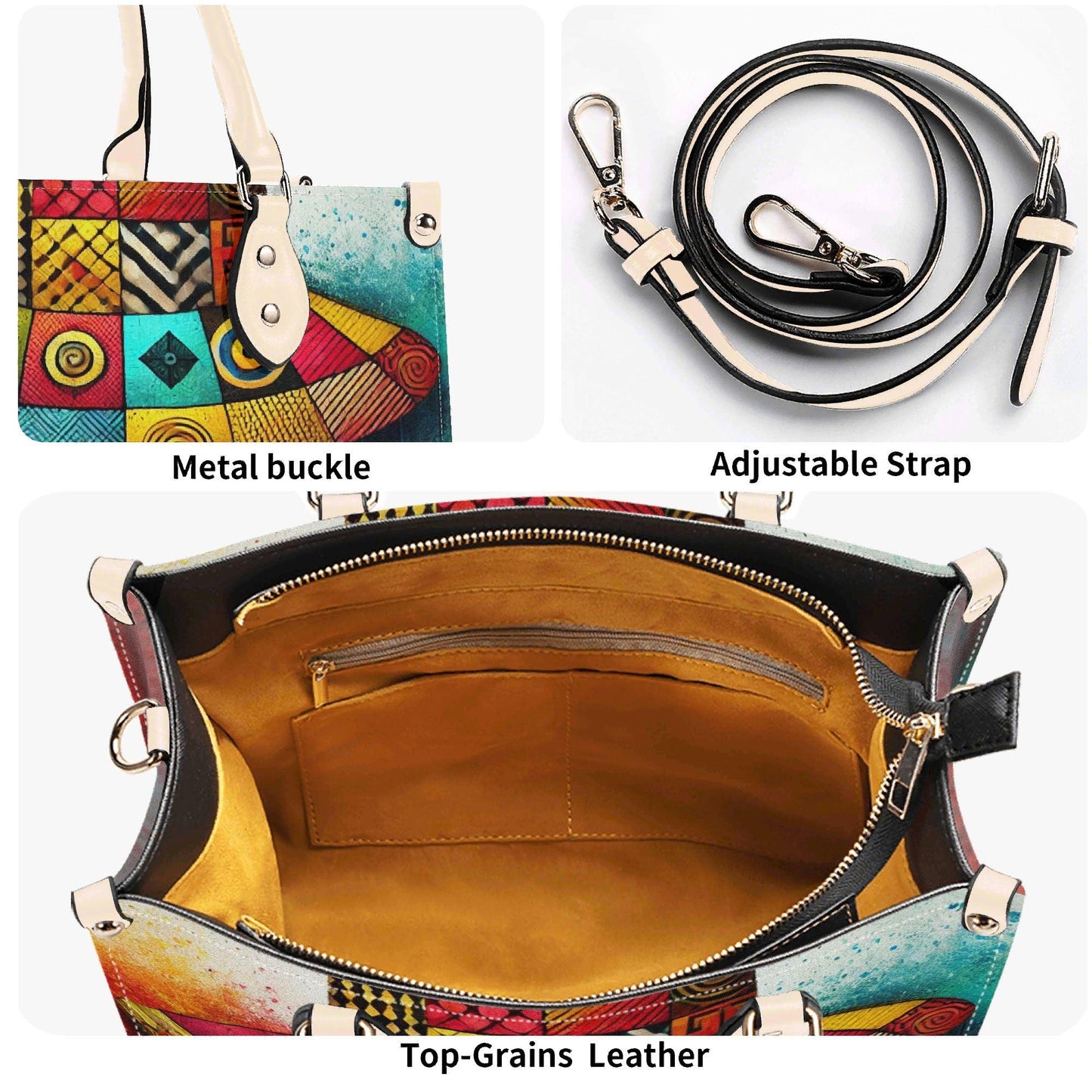 AfroNova Leather Tote Bag: Afro-Centric Urban Shoulder BagTop-Handle Bag