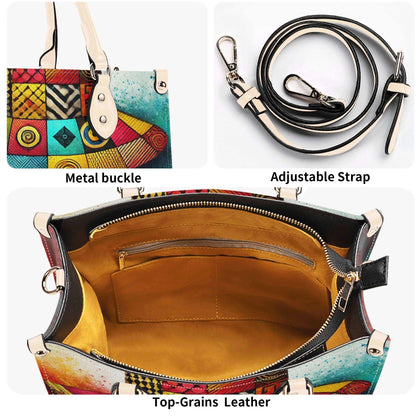 AfroNova Leather Tote Bag: Afro-Centric Urban Shoulder BagTop-Handle Bag