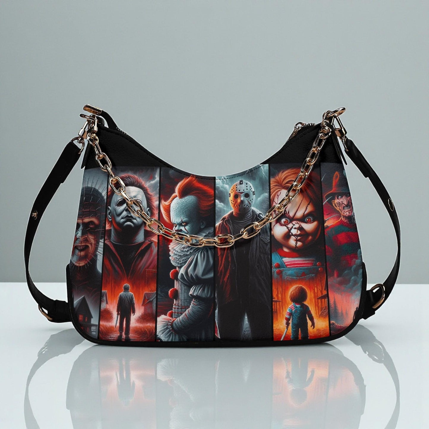 Boys of Fall Crossbody Bag: PU Leather Chain Handbag, Scary Movie GiftHalloween Crossbody