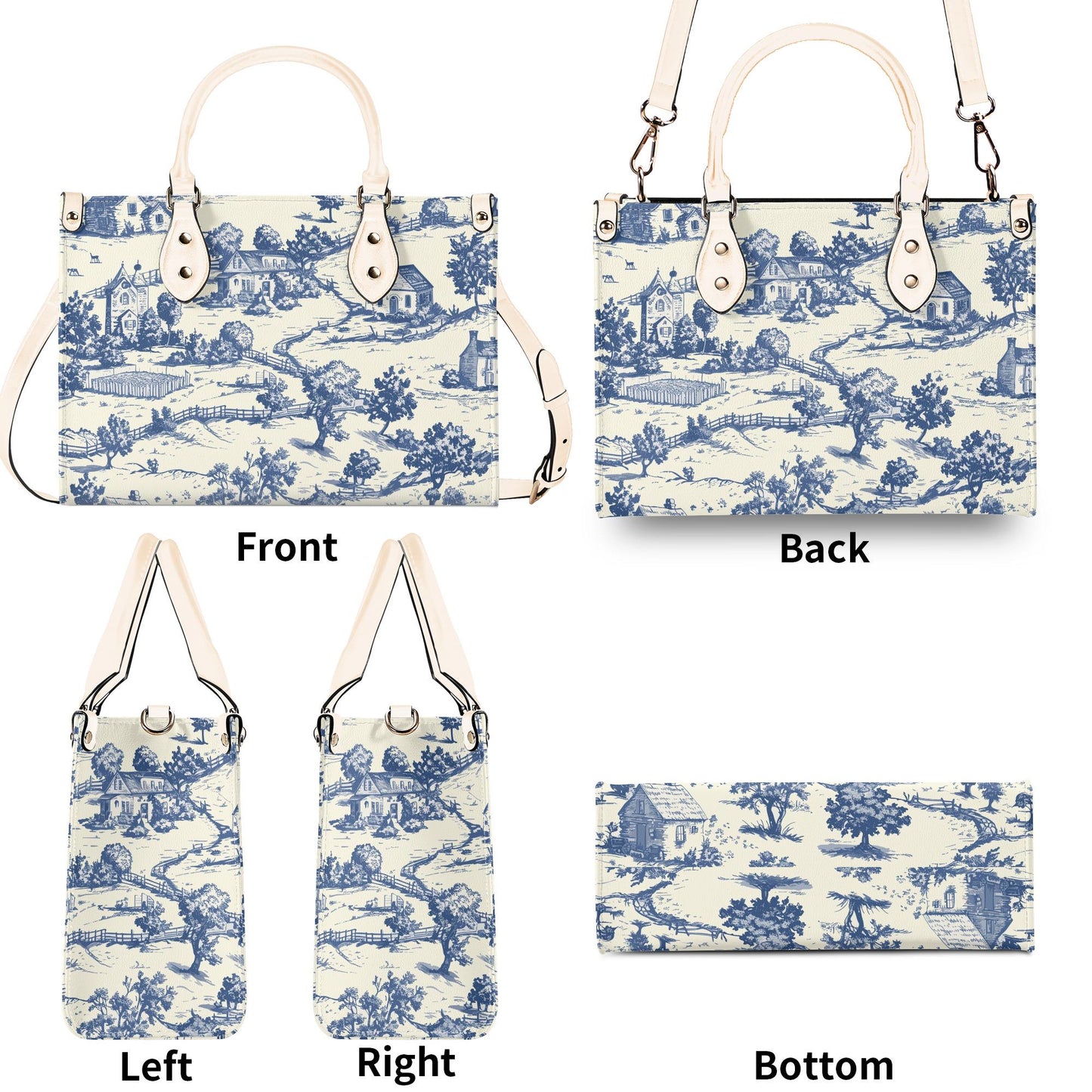 Toile-de-jouy Handbag: Vintage Romance Mood