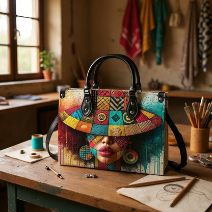 AfroNova Leather Tote Bag: Afro-Centric Urban Shoulder BagTop-Handle Bag