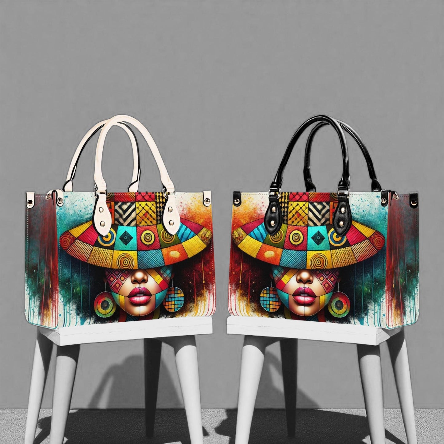 AfroNova Leather Tote Bag: Afro-Centric Urban Shoulder BagTop-Handle Bag