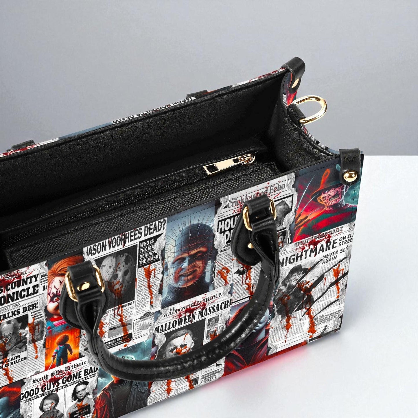 Horror Gazette Vegan Leather Handbag: Gothic Crossbody ToteTop-Handle Bag Halloween Crossbody