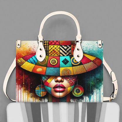 AfroNova Leather Tote Bag: Afro-Centric Urban Shoulder BagTop-Handle Bag