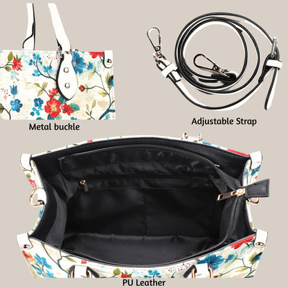 Blossom Bound-Floral Vegan Leather Tote Bag: Blossom Print Crossbody Handbag