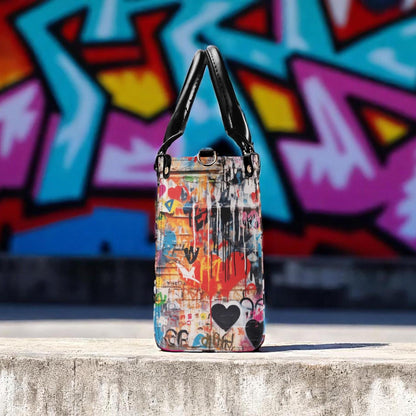Street Canvas - Graffiti Art Vegan Leather Handbag: Trendy Top Handle Bag