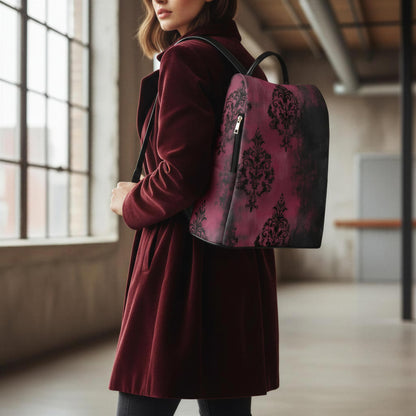 Crimson Damask Backpack – Dark Romance Mood