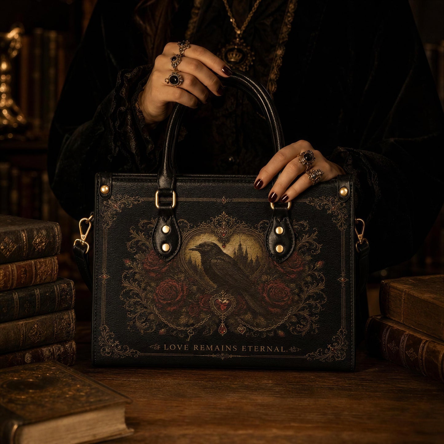 Ravenheart Eternal Satchel – Dark Romance Raven Handbag