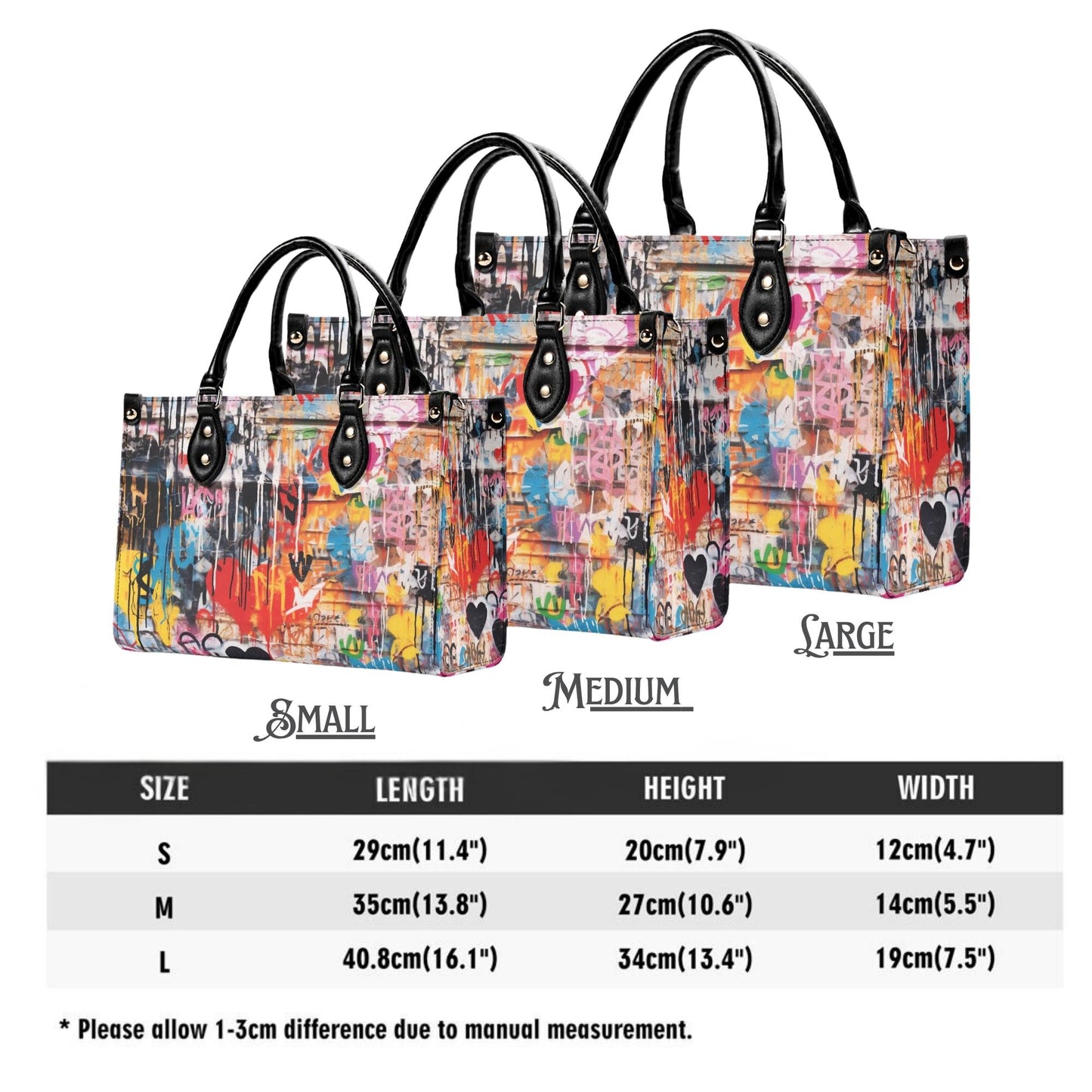 Street Canvas - Graffiti Art Vegan Leather Handbag: Trendy Top Handle Bag