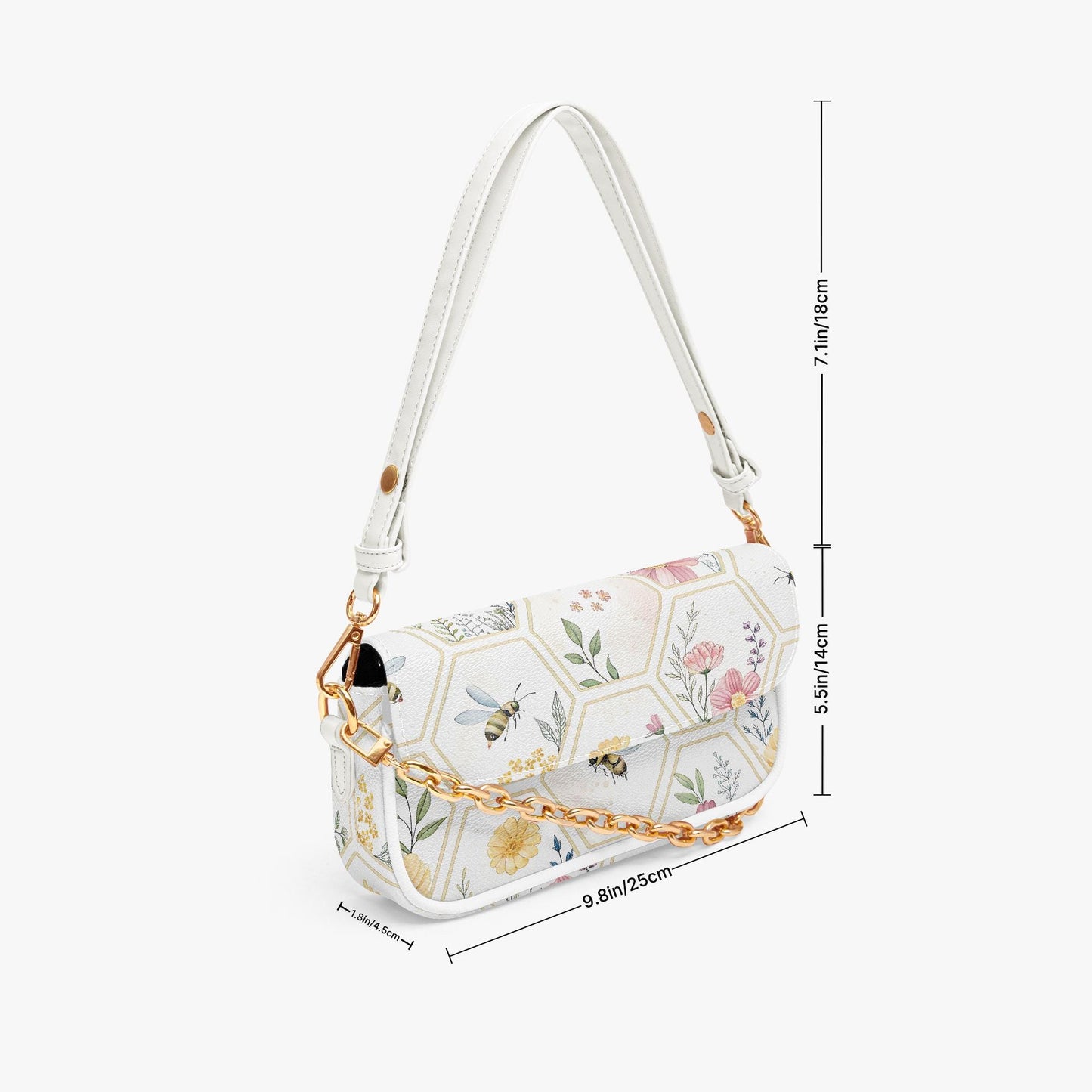 Honeybee Garden Shoulder Bag – Floral Bee Print Crossbody Purse