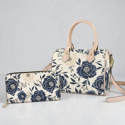 Sapphire Bloom Matching Handbag & Wallet Set