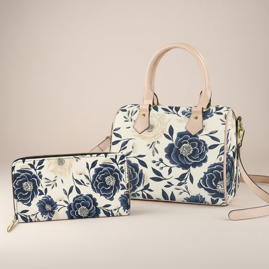 Sapphire Bloom Matching Handbag & Wallet Set