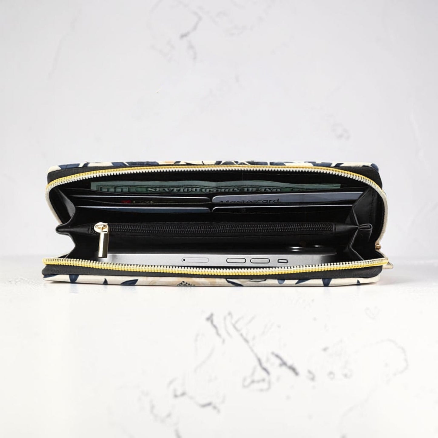Sapphire Bloom Matching Handbag & Wallet Set