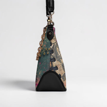 Split Envy Twill Faux Leather Chain Shoulder Bag